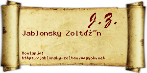 Jablonsky Zoltán névjegykártya